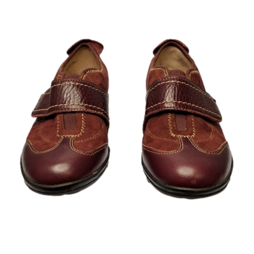 SOFTSPOTS • Burgundy Leather & Suede Loafer • Monk Strap • EUC • Size 7W
